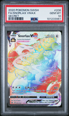 PSA 10 - Sword & Shield Base - Snorlax VMAX #206