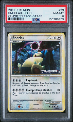 PSA 8 - Call Of Legends - Snorlax Holo STAFF #33