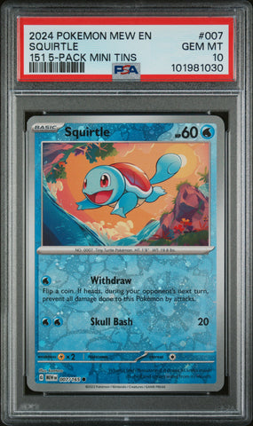 PSA 10 - Pokemon 151  - Squirtle #007 5-Pack Tin