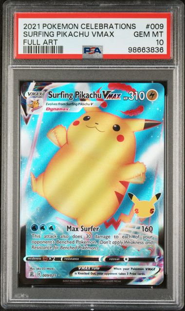 PSA 10 - Celebrations - Surfing Pikachu VMAX