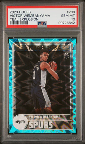 PSA 10 - 2023 Hoops - Victor Wembanyama Teal Explosion #298