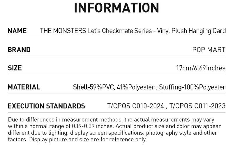 THE MONSTERS Let's Checkmate Series-Vinyl Plush