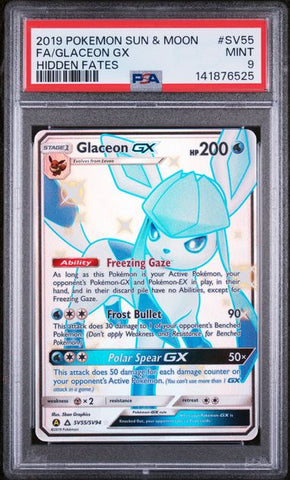 PSA 9 - Hidden Fates - Glaceon GX #SV55