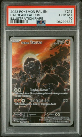 PSA 10 - Paldea Evolved - Paldean Tauros #218