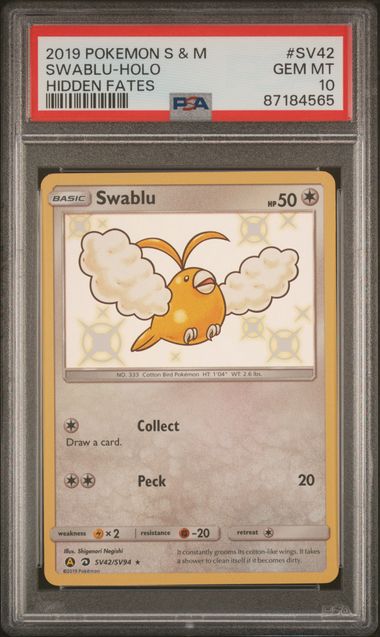 PSA 10 - Hidden Fates - Swablu