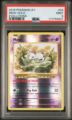 PSA 9 - Evolutions - Mew Reverse Holo #53
