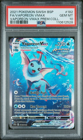 PSA 10 - Black Star Promo - Vaporeon VMAX #SWSH182