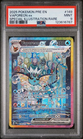 PSA 9 - Prismatic Evolutions - Vaporeon EX #149