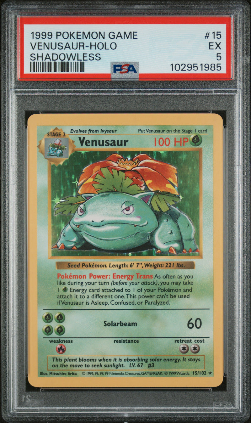 PSA 5 - 1999 Base Set Shadowless - Venusaur Holo