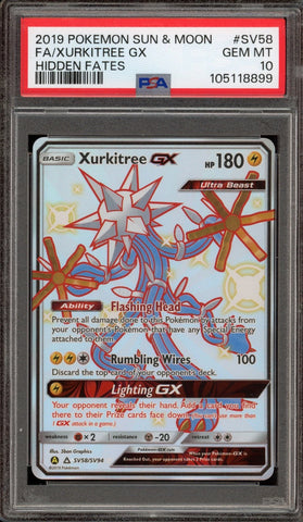 PSA 10 - Hidden Fates - Xurkitree GX #SV58
