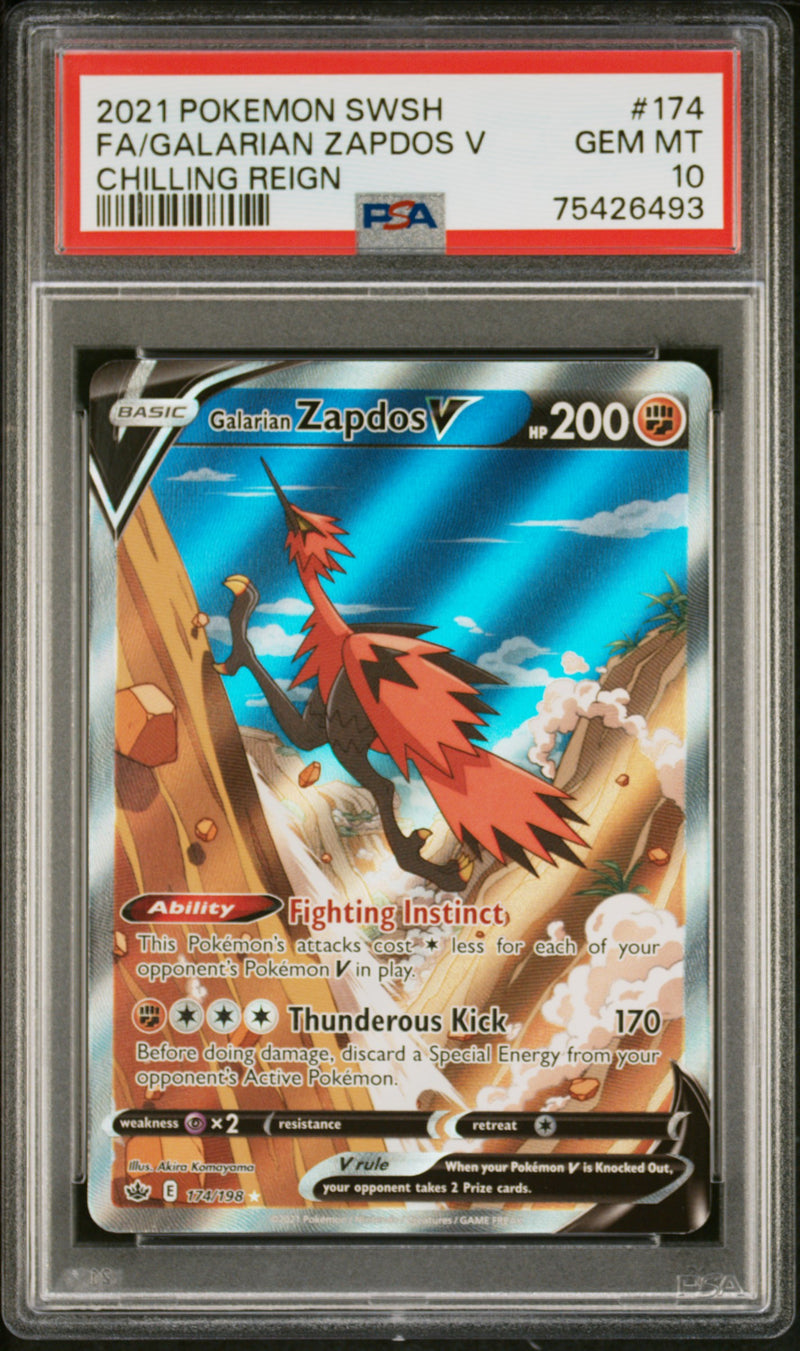 PSA 10 - Chilling Reign  - Zapdos V -