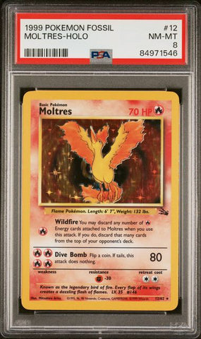 PSA 8 - Fossil Unlimited - Moltres Holo #12