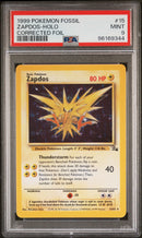 PSA 9 - Fossil Unlimited - Zapdos Holo Corrected Foil