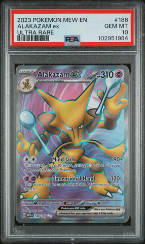 PSA 10 - Pokemon 151 - Alakazam Ex #188