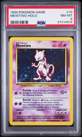 PSA 8 - Mewtwo Holo #10 - 1999 Pokemon Game