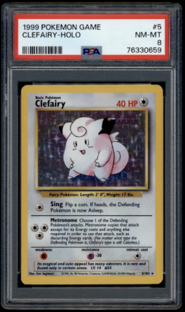 PSA 8 - 1999 Base Set - Clefairy Holo #5