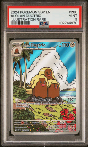 PSA 9 - Surging Sparks - Alolan Dugtrio #208