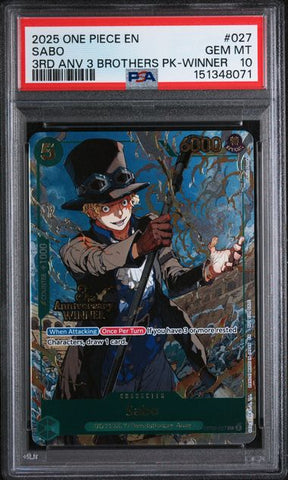 PSA 10 - 3nd Anniversary Tournament (3 Brothers Pack Winner) - Sabo #027