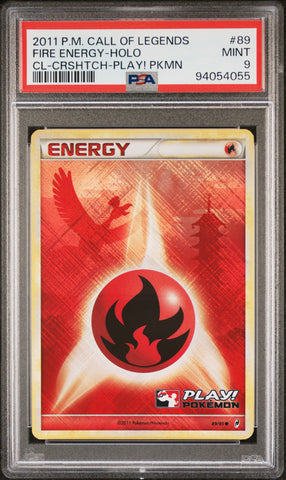 PSA 9 - Play! Pokemon - Fire Energy Holo #89