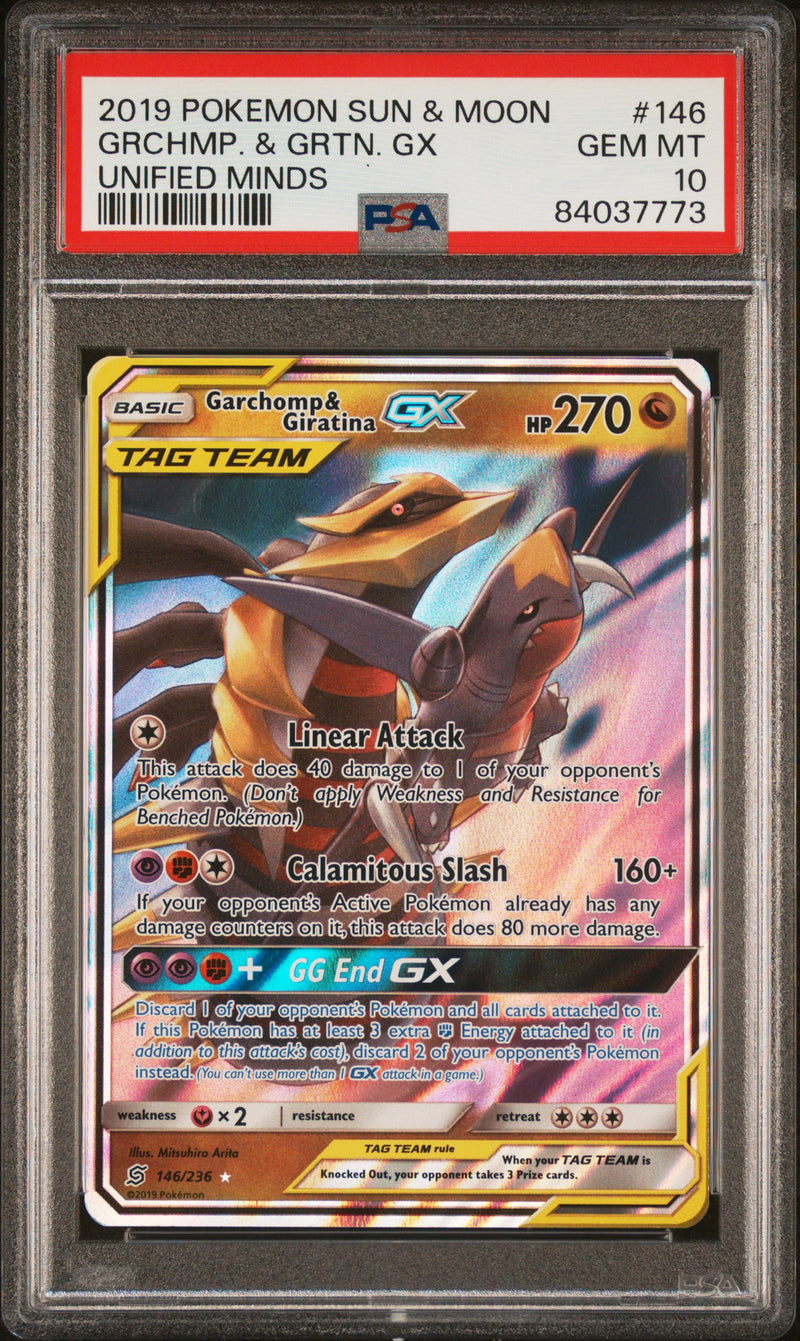 PSA 10 - Unified Minds - Garchomp & Giratina GX