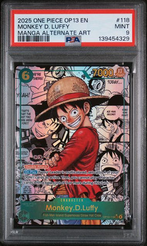 PSA 9 - Carrying On His Will - Monkey.D. Luffy Manga Alt #118