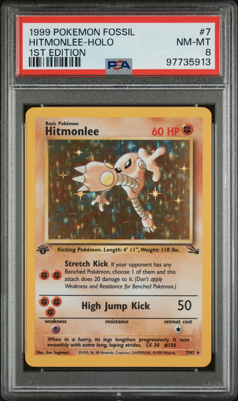 PSA 8 - Fossil 1st Ed - Hitmonlee Holo