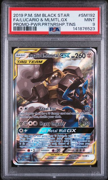 PSA 9 - Black Star Promo - Lucario & Melmetal GX