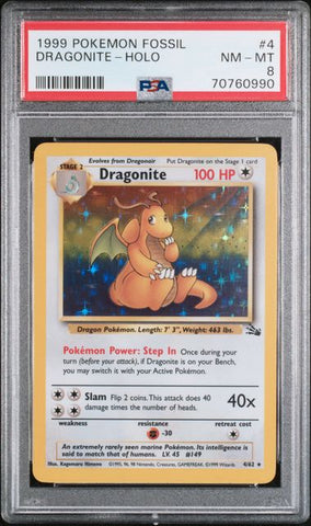 PSA 8 - Fossil Unlimited - Dragonite Holo #4