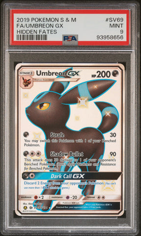 PSA 9 - Hidden Fates - Umbreon GX #SV69