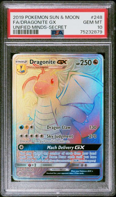 PSA 10 - Unified Minds - Dragonite GX