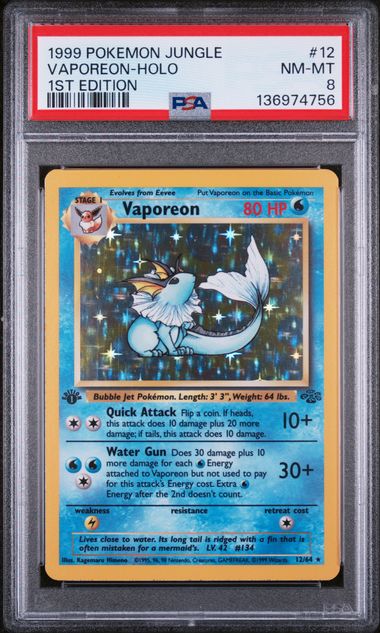 PSA 8 - Jungle 1st Edition  - Vaporeon Holo