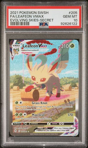 PSA 10 - Evolving Skies - Leafeon Vmax #205