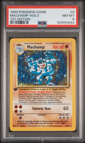 PSA 8 - 1999 Base Set 1st Edition  - Machamp Holo #8