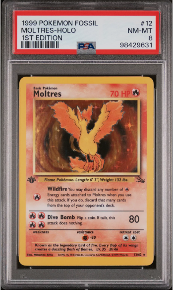 PSA 8  - Fossil 1st Edition  - Moltres - Holo