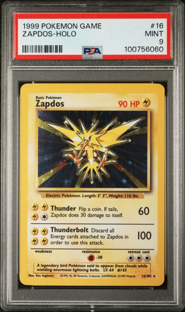 PSA 9 - 1999 Base Set - Zapdos Holo