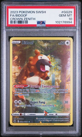 PSA 10 - Crown Zenith  - Bidoof #GG29