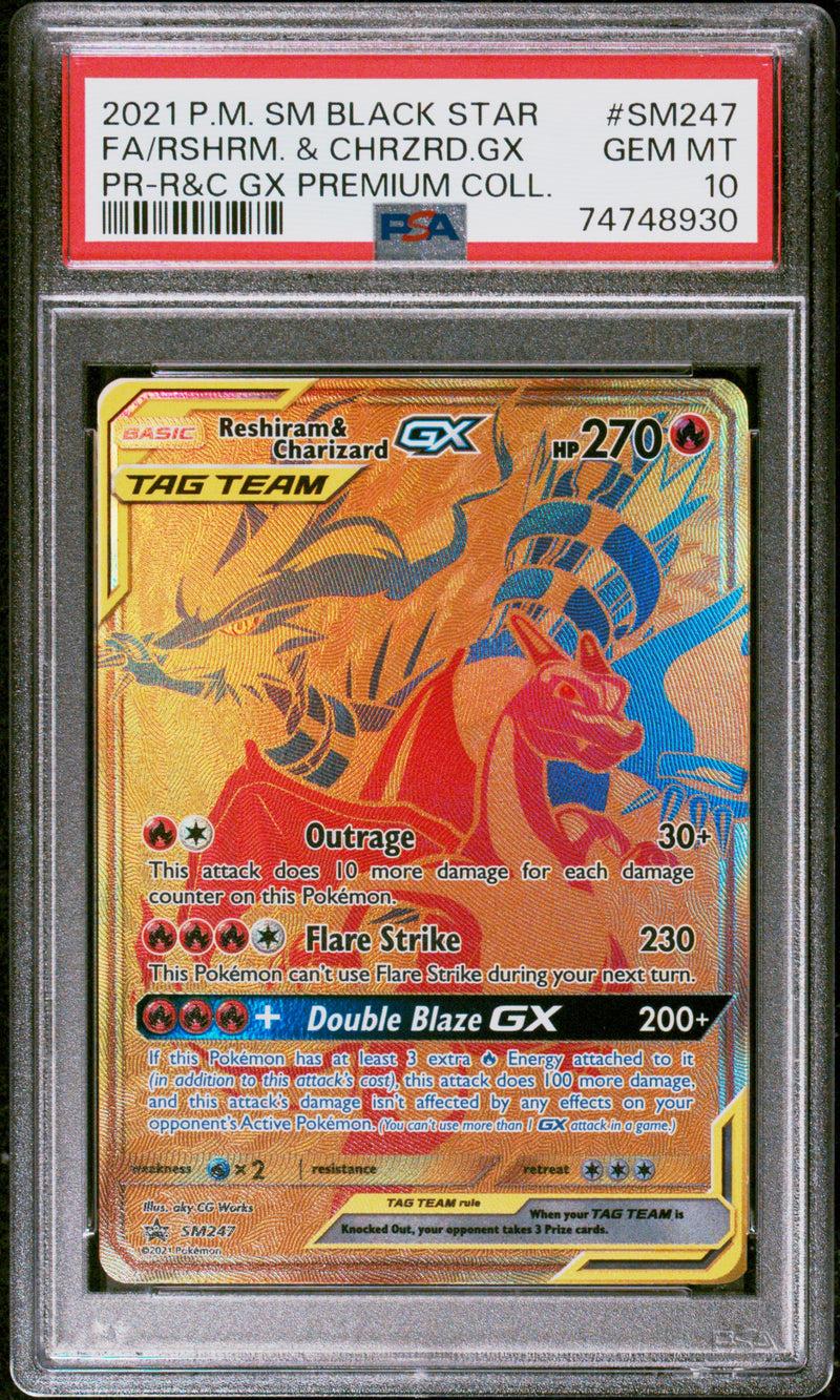 PSA 10 - Black Star Promo - Reshiram & Charizard GX
