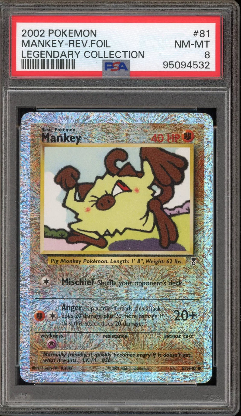 PSA 8 - Legendary Collection - Mankey Reverse Foil
