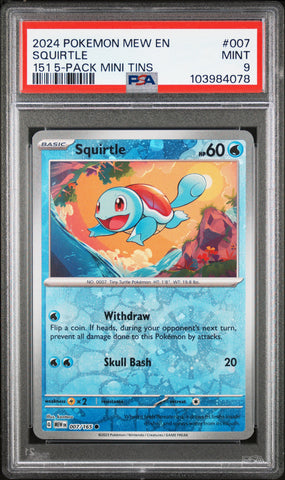 PSA 9 - Pokemon 151 - Squirtle Mini Tin #007