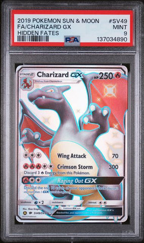 PSA 9 - Hidden Fates - Charizard GX #SV49