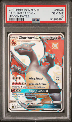PSA 10 - Hidden Fates- Charizard GX #SV49