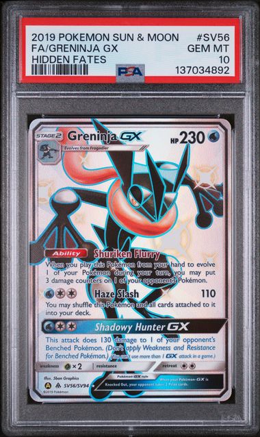 PSA 10 - Hidden Fates - Greninja GX