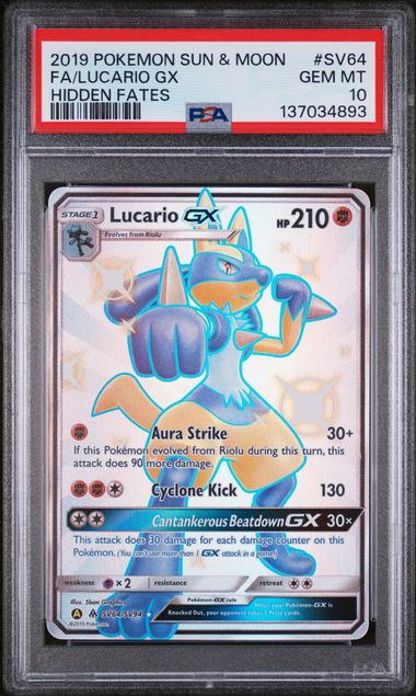 PSA 10 - Hidden Fates - Lucario Gx