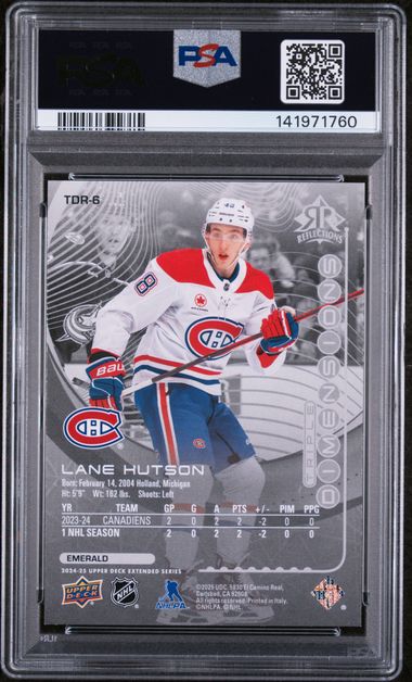 PSA 9 - 24-25 Upper Deck - Lane Hutson Emerald Reflections