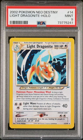 PSA 9 - Neo Destiny - Light Dragonite Holo #14