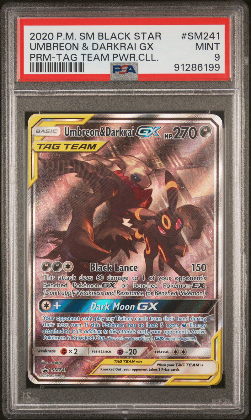 PSA 9 - Black Star Promo - Umbreon & Darkrai GX