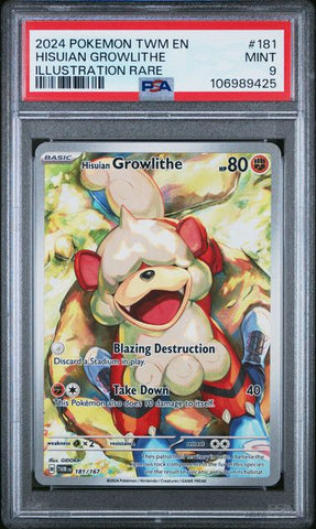 PSA 9 - Twilight Masquerade - Hisuian Growlithe #181