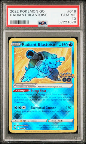 PSA 10 - Pokemon Go - Radiant Blastoise #018