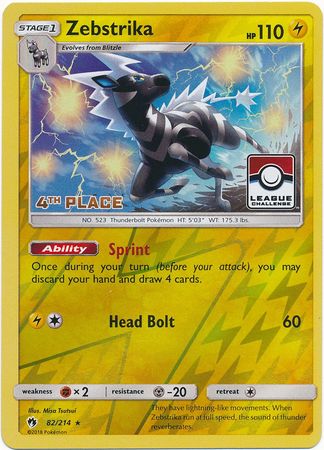 Zebstrika (82/214) (League Promo 4th Place) [Sun & Moon: Lost Thunder]